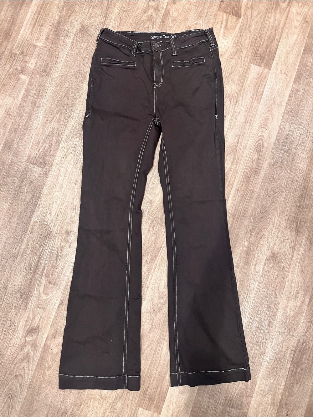 Cowgirl Tuff Brown Bootstitch Trouser Jeans 33x37 XLong Western